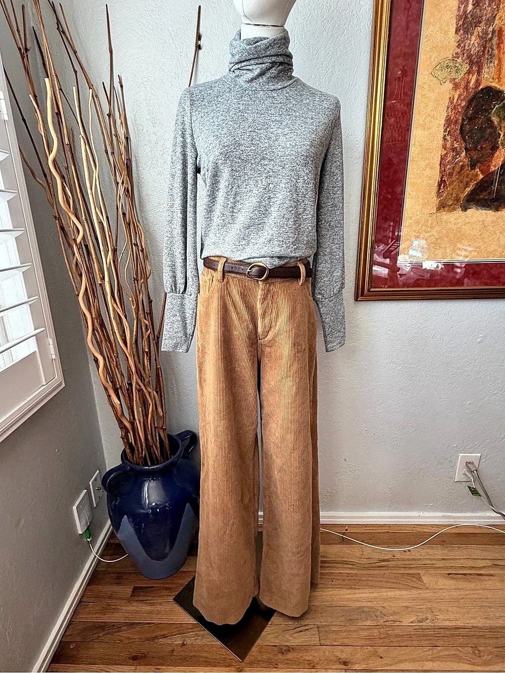 LAmade Cowl Neck Long Sleeve Top in Gray Small NWT